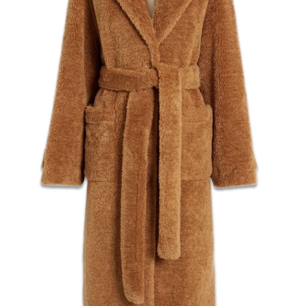 Stand Studio Tinley Faux Fur Felted Coat In Nougat Nwt Size 32